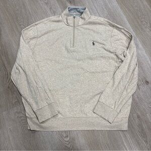 Polo Ralph Lauren Luxury Jersey Quarter-Zip Pullover XL  Cream Color